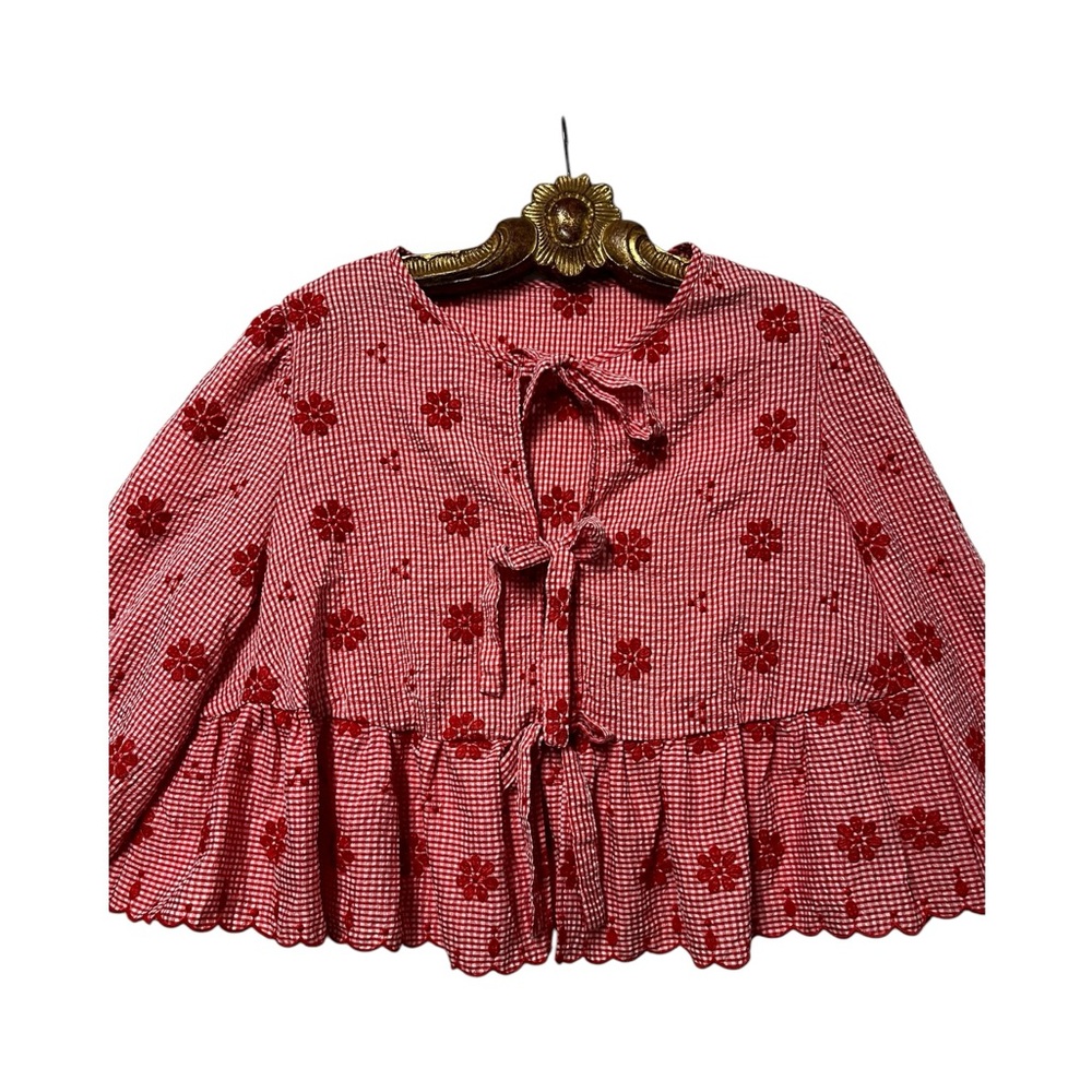 BOHO GIRL 💋💋 Red Cropped Shirt | Women’s Extra Large - Picture 4 of 8